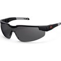 Ergodyne Dellenger-AF Safety Glasses w/ Adjustable Temples, Smoke Lens, Matte Black Frame 50063